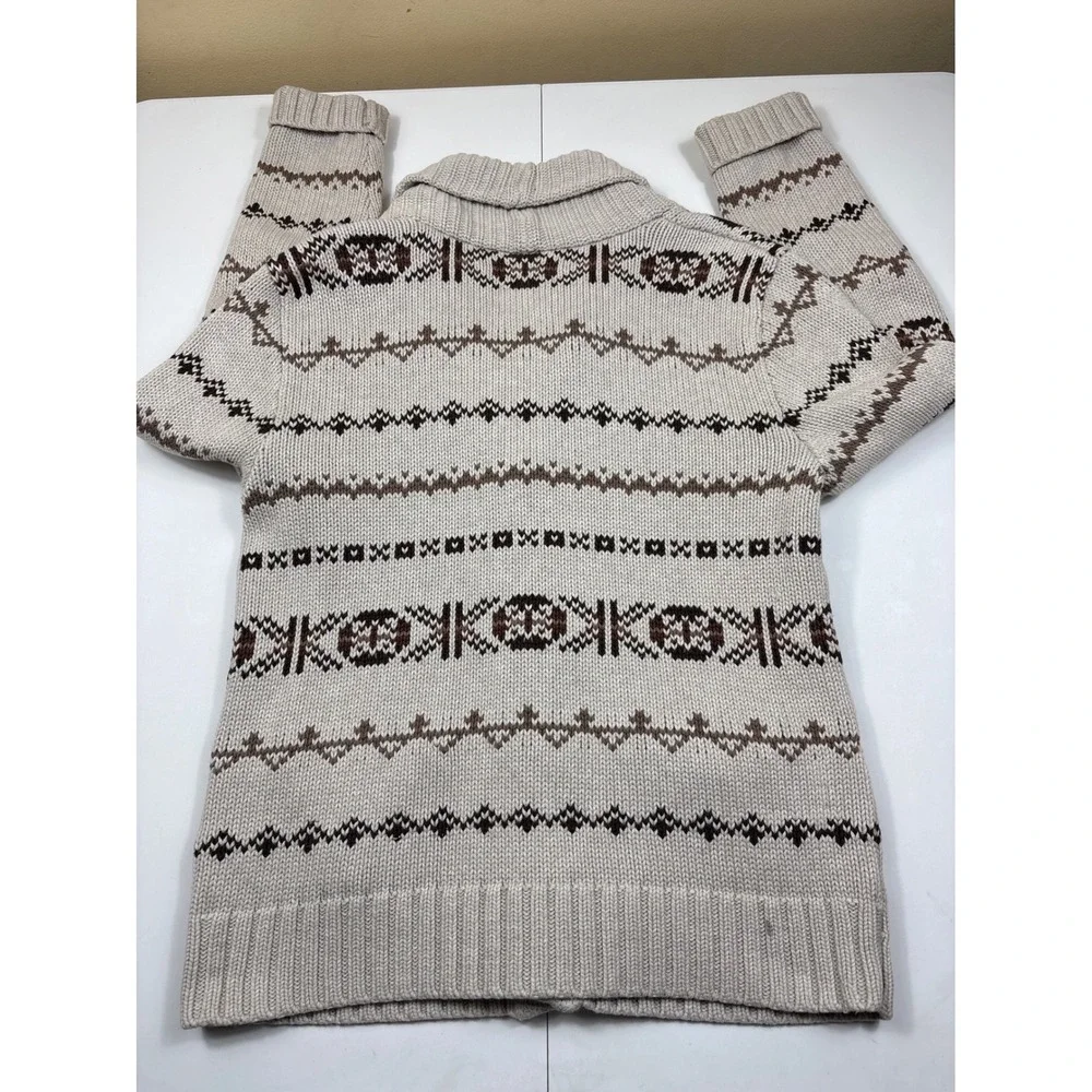 Salt Valley Fair Isle Shawl Collar Cardigan Women's S Cotton Brown - Picture 8 of 9